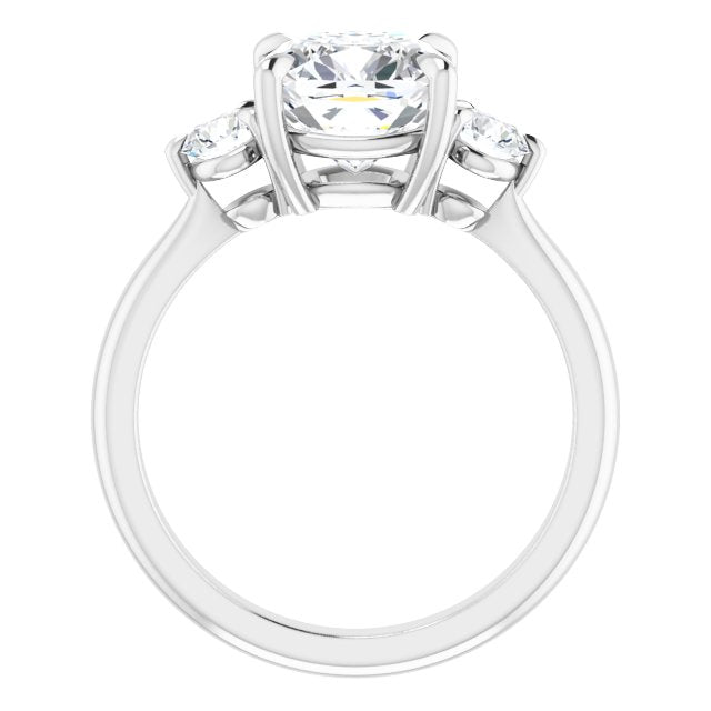 Three Carat Cushion Brilliant Moissanite Three Stone Engagement Ring