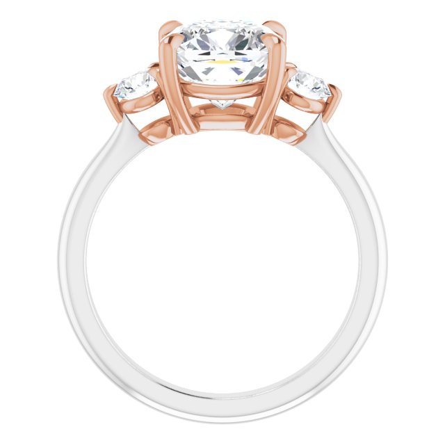 Three Carat Cushion Brilliant Moissanite Three Stone Engagement Ring