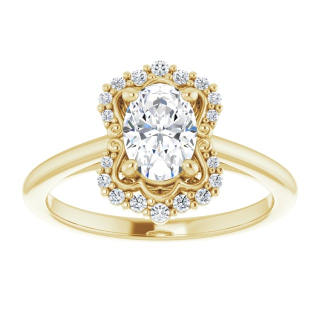 Oval Moissanite & LG Diamond Halo Ring