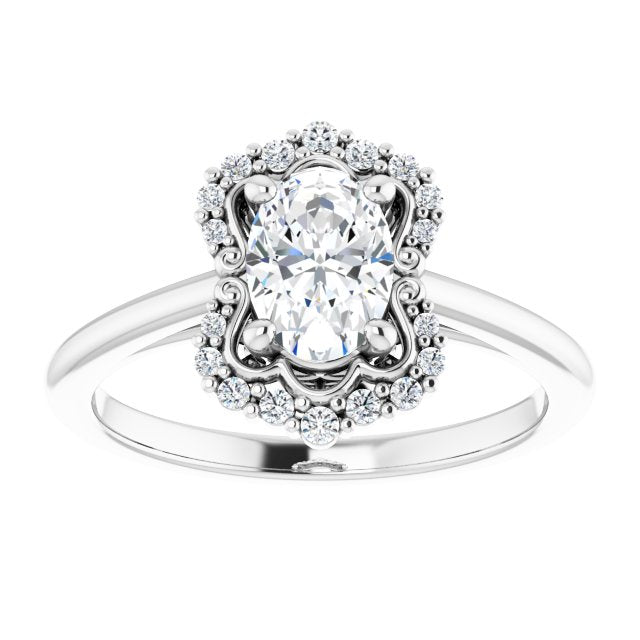 Oval Moissanite & LG Diamond Halo Ring