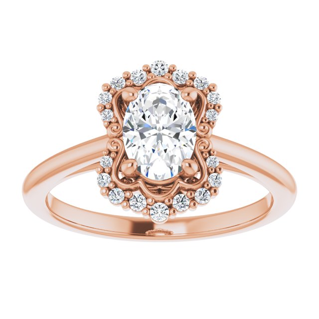 Oval Moissanite & LG Diamond Halo Ring