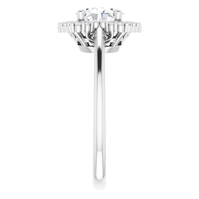 Oval Moissanite & LG Diamond Halo Ring