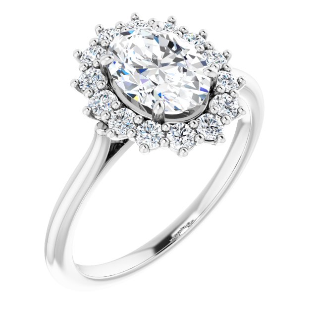 1.65ctw Oval Brilliant Moissanite Halo Enagement Ring