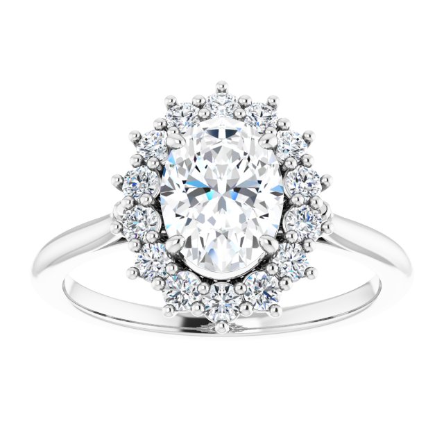 1.65ctw Oval Brilliant Moissanite Halo Enagement Ring