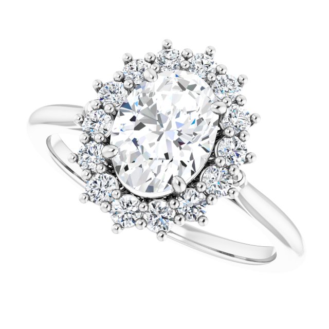 1.65ctw Oval Brilliant Moissanite Halo Enagement Ring