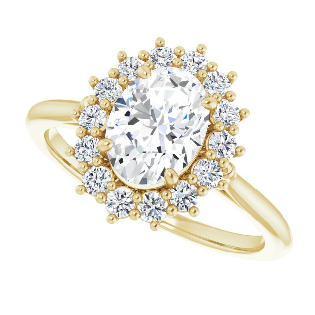 1.65ctw Oval Brilliant Moissanite Halo Enagement Ring
