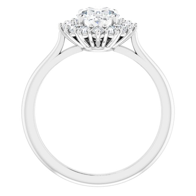 1.65ctw Oval Brilliant Moissanite Halo Enagement Ring