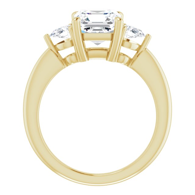 Two Carat Asscher and Pear Moissanite Three Stone Engagement Ring