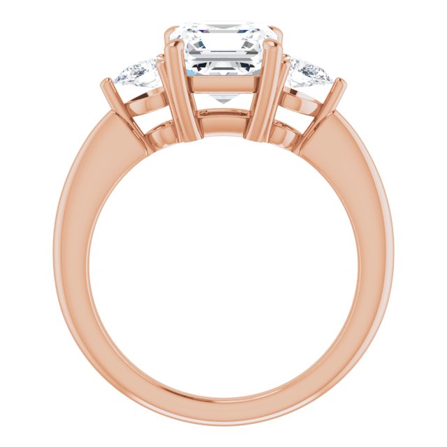 Two Carat Asscher and Pear Moissanite Three Stone Engagement Ring