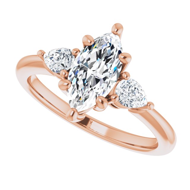 1.42ctw Marquise and Pear Shape Moissanite Three Stone Engagement Ring