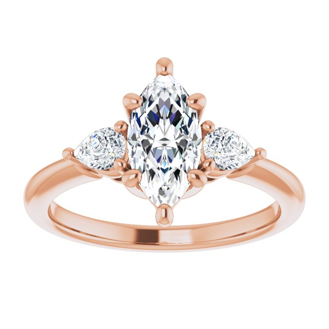 1.42ctw Marquise and Pear Shape Moissanite Three Stone Engagement Ring