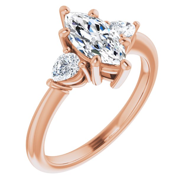 1.42ctw Marquise and Pear Shape Moissanite Three Stone Engagement Ring