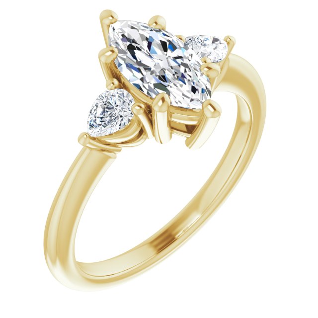 1.42ctw Marquise and Pear Shape Moissanite Three Stone Engagement Ring