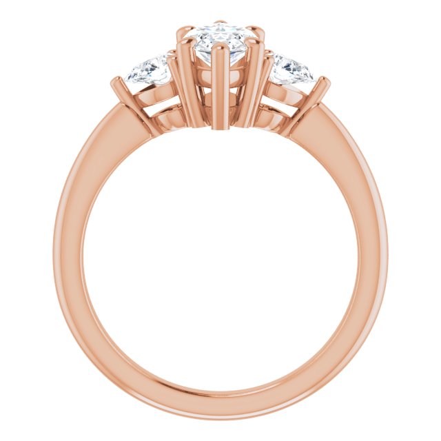 1.42ctw Marquise and Pear Shape Moissanite Three Stone Engagement Ring