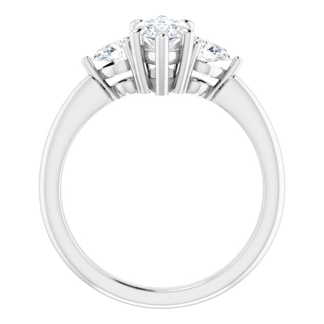 1.42ctw Marquise and Pear Shape Moissanite Three Stone Engagement Ring