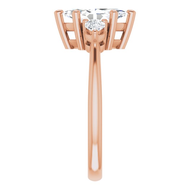 1.42ctw Marquise and Pear Shape Moissanite Three Stone Engagement Ring