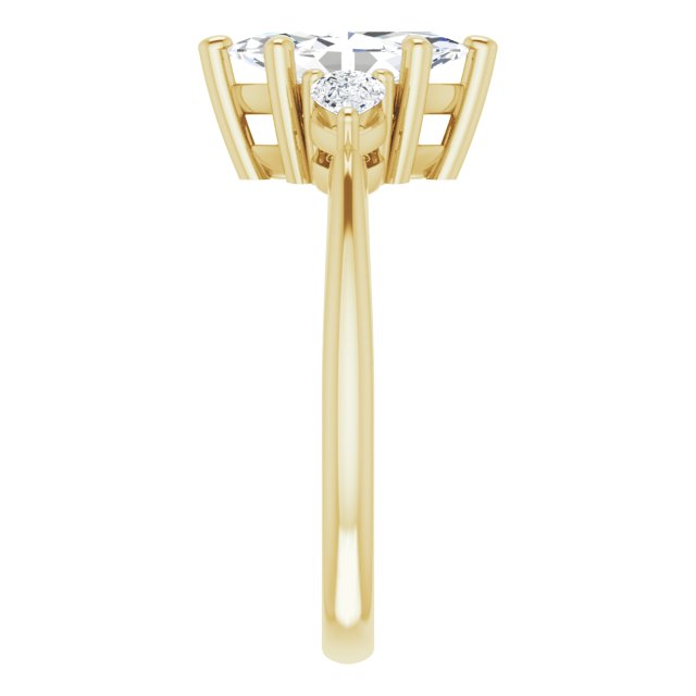 1.42ctw Marquise and Pear Shape Moissanite Three Stone Engagement Ring