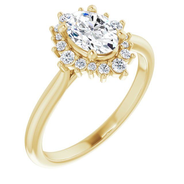 Oval Brilliant Moissanite Halo Engagement Ring