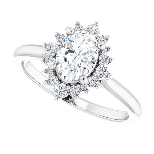 Oval Brilliant Moissanite Halo Engagement Ring