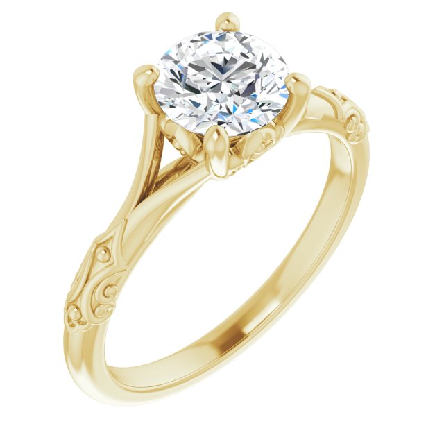 One Carat Brilliant Moissanite Vintage Ring