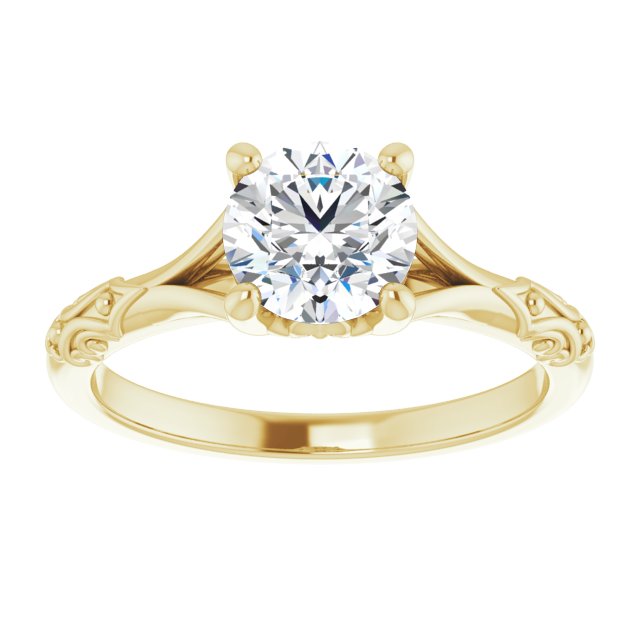 One Carat Brilliant Moissanite Vintage Ring