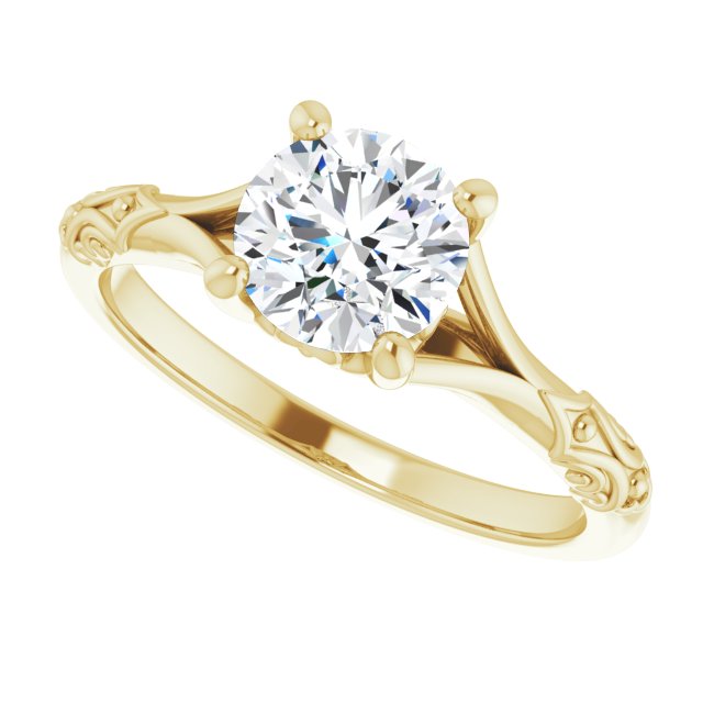 One Carat Brilliant Moissanite Vintage Ring