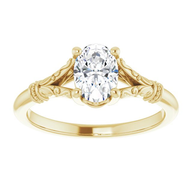 3/4ct Oval Moissanite Vintage Ring