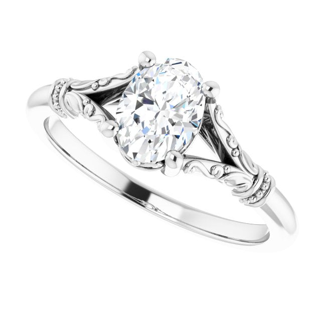 3/4ct Oval Moissanite Vintage Ring