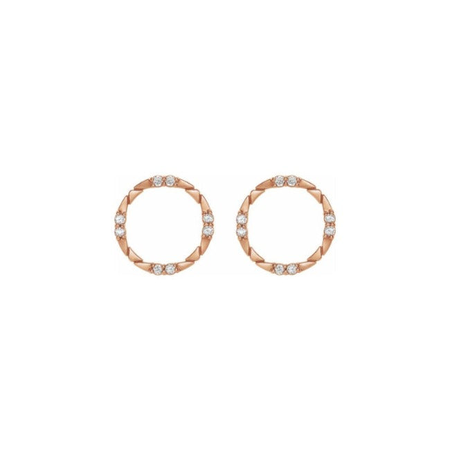 Rose Gold LG Diamond Circle Earrings-1