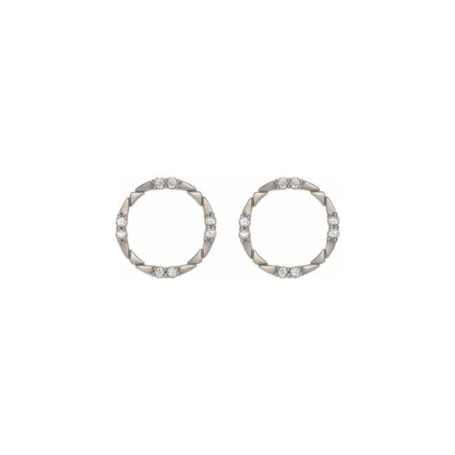White Gold LG Diamond Circle Earrings