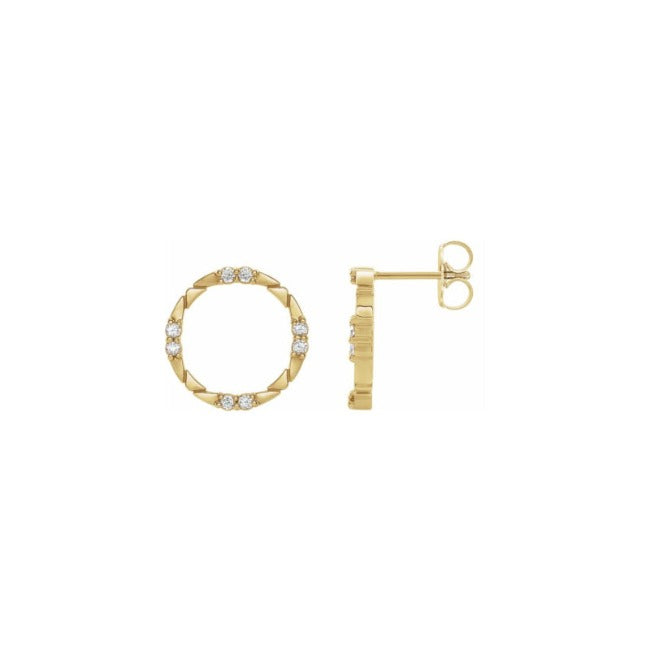 Gold LG Diamond Circle Earrings-1