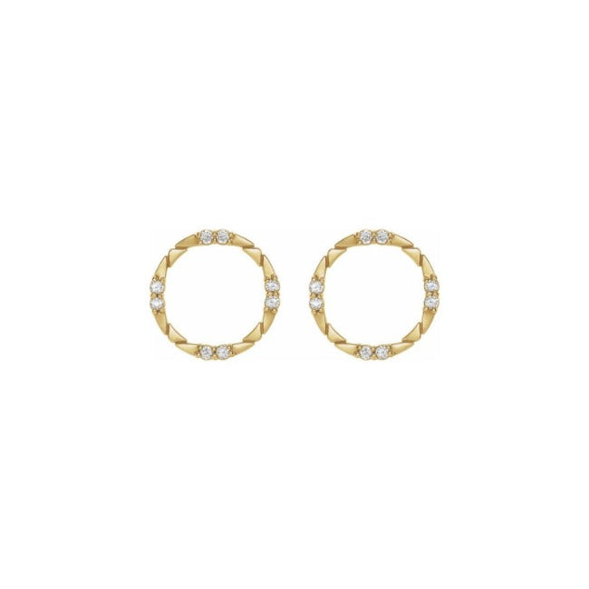 Gold LG Diamond Circle Earrings