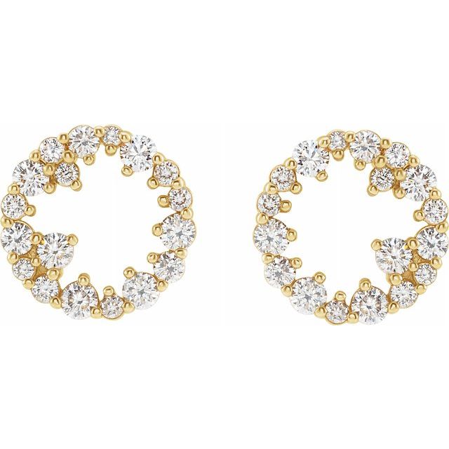 14k Gold LG Diamond Scatter Circle Earrings-7