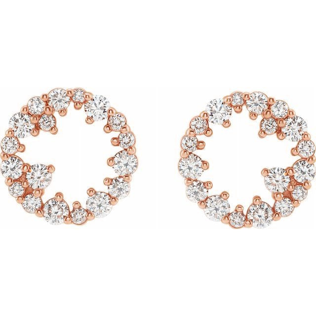 14k Rose Gold LG Diamond Scatter Circle Earrings-2