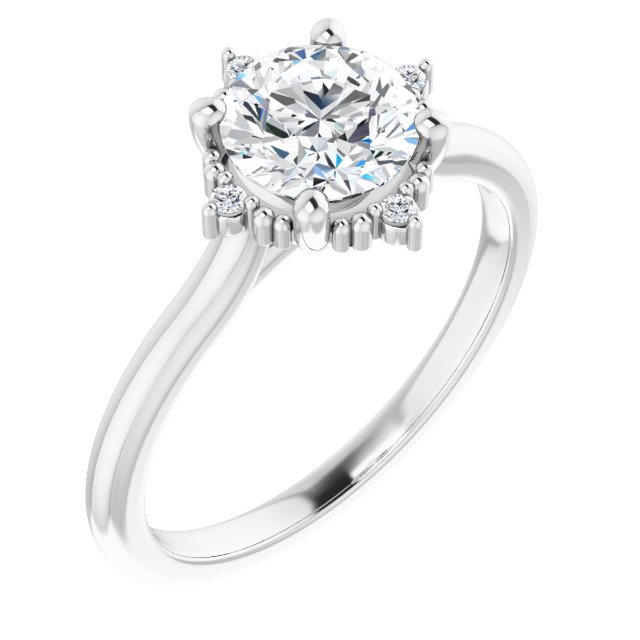 One Carat Round Brilliant Moissanite Vintage Style Engagement Ring