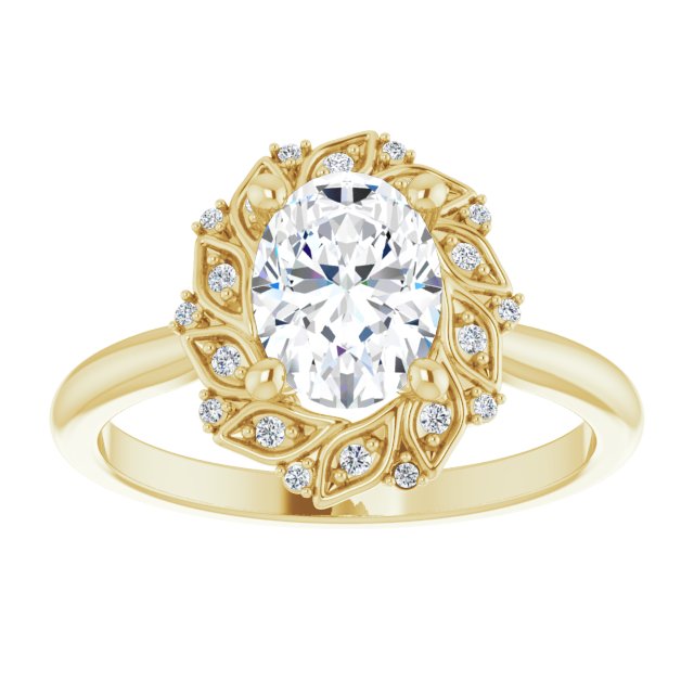 1.25ct Oval Moissanite Vintage Halo Ring