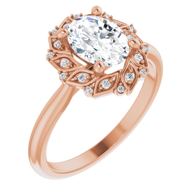 1.25ct Oval Moissanite Vintage Halo Ring