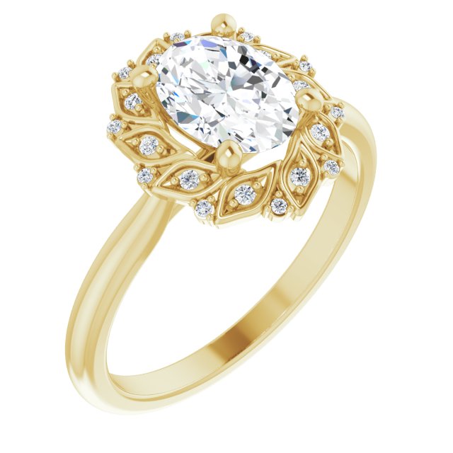 1.25ct Oval Moissanite Vintage Halo Ring