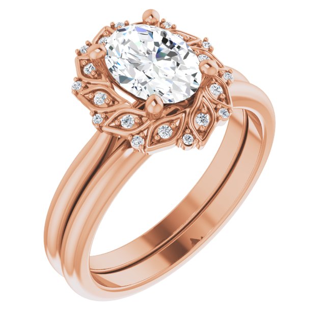 1.25ct Oval Moissanite Vintage Halo Ring