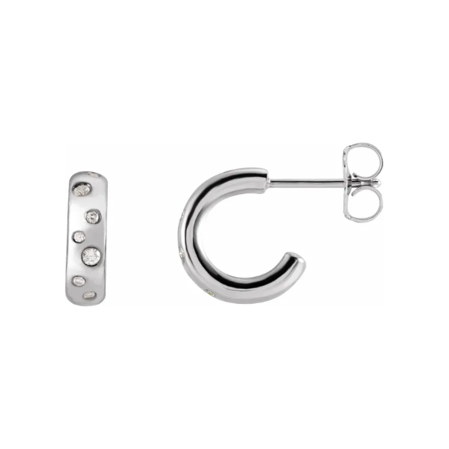 LG Diamond Bezel Set 3/4 Hoop Earrings-4