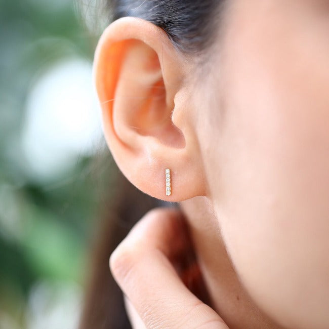 14k Lab Grown Diamond Bar Earrings