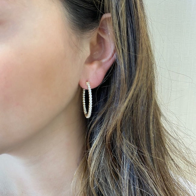 Rose Gold Lab Grown Diamond Inside Out Hoops-1