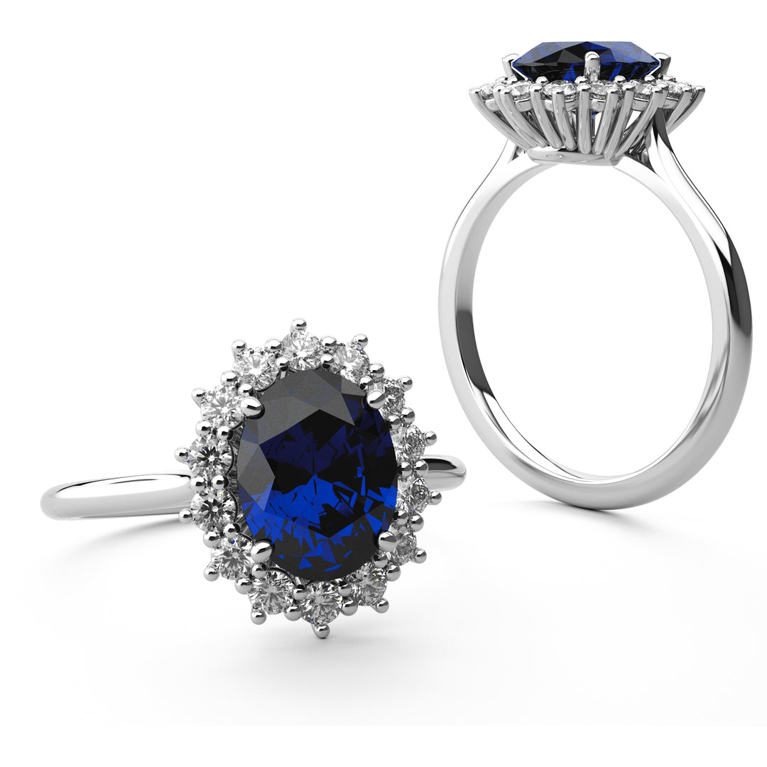 1.65ctw Oval Brilliant Moissanite Halo Enagement Ring