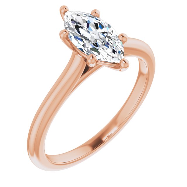 1.00 Carat Marquise Shape Lab Grown Diamond Solitaire Engagement Ring Rose Gold 1