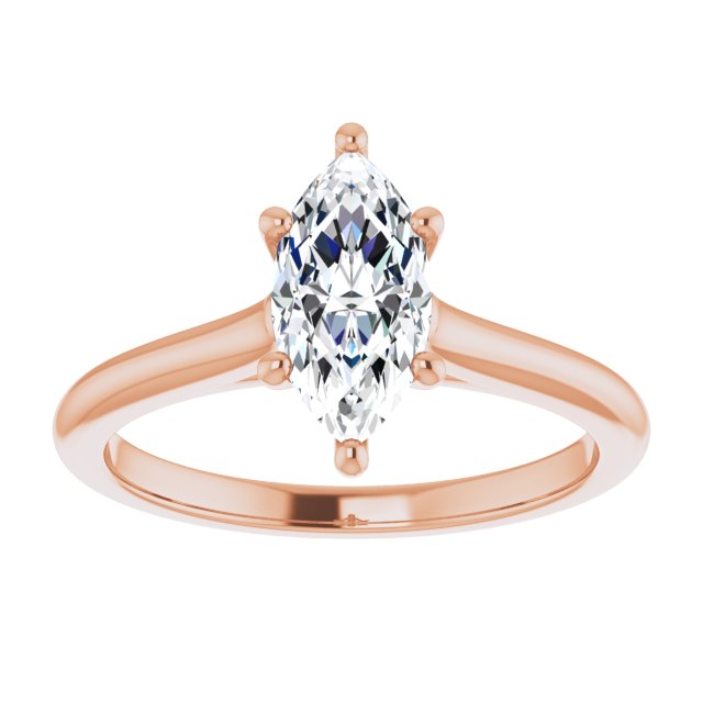 1.00 Carat Marquise Shape Lab Grown Diamond Solitaire Engagement Ring Rose Gold 3