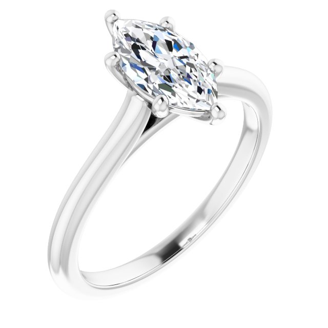 1.00 Carat Marquise Shape Lab Grown Diamond Solitaire Engagement Ring White Gold 1