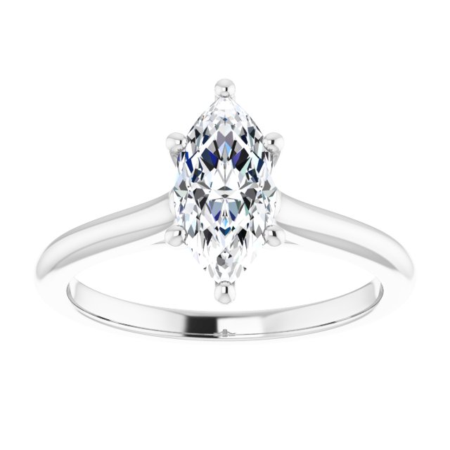 1.00 Carat Marquise Shape Lab Grown Diamond Solitaire Engagement Ring White Gold 3