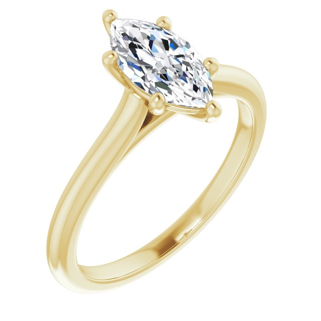 1.00 Carat Marquise Shape Lab Grown Diamond Solitaire Engagement Ring Yellow Gold 1