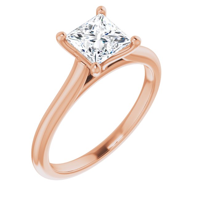 1.00 Carat Princess Cut Lab Grown Diamond Solitaire Engagement Ring Rose Gold 2.1