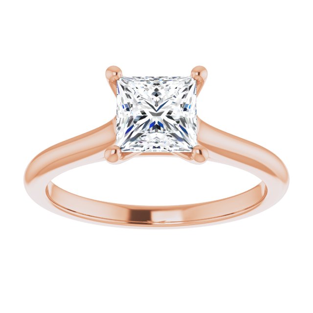 1.00 Carat Princess Cut Lab Grown Diamond Solitaire Engagement Ring Rose Gold 2.3